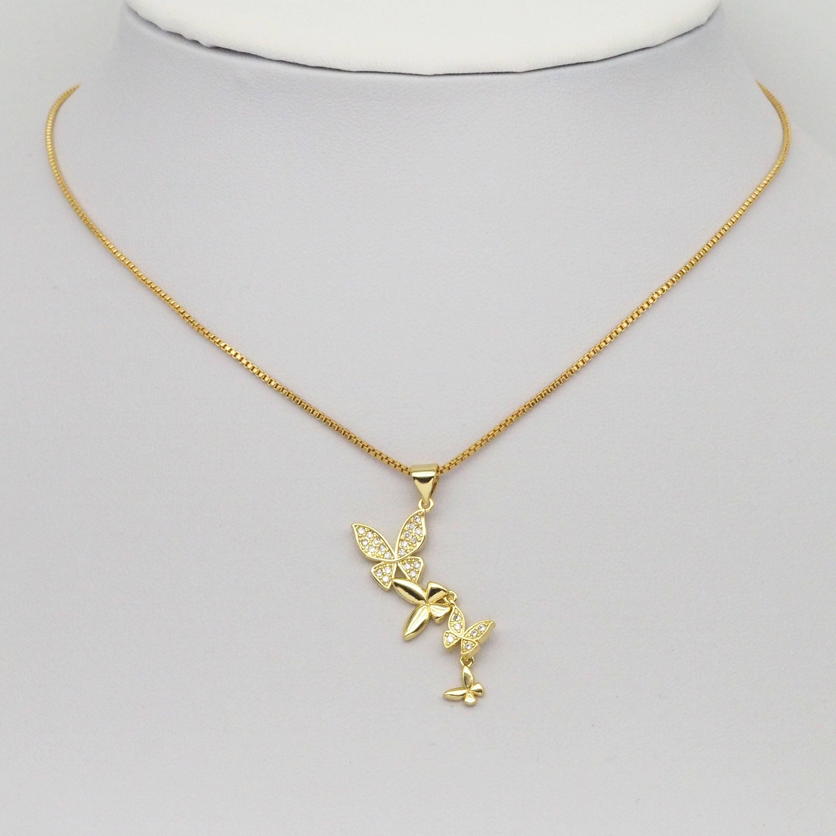 Gold CZ String Butterfly Charm, Sku#JL185
