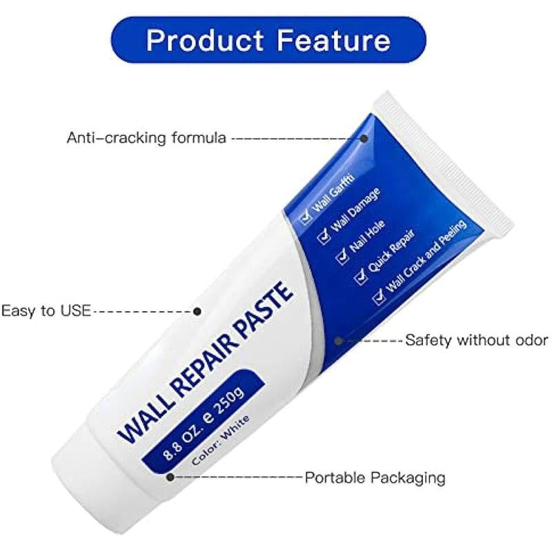 Drywall Patch Repair Kit, 250G Wall Mending Agent, Multi-Functional Quick-Drying Wall Repair Paste, Adhesive, Heavy Duty, Concrete Sealant Waterproof, Self Adhesive