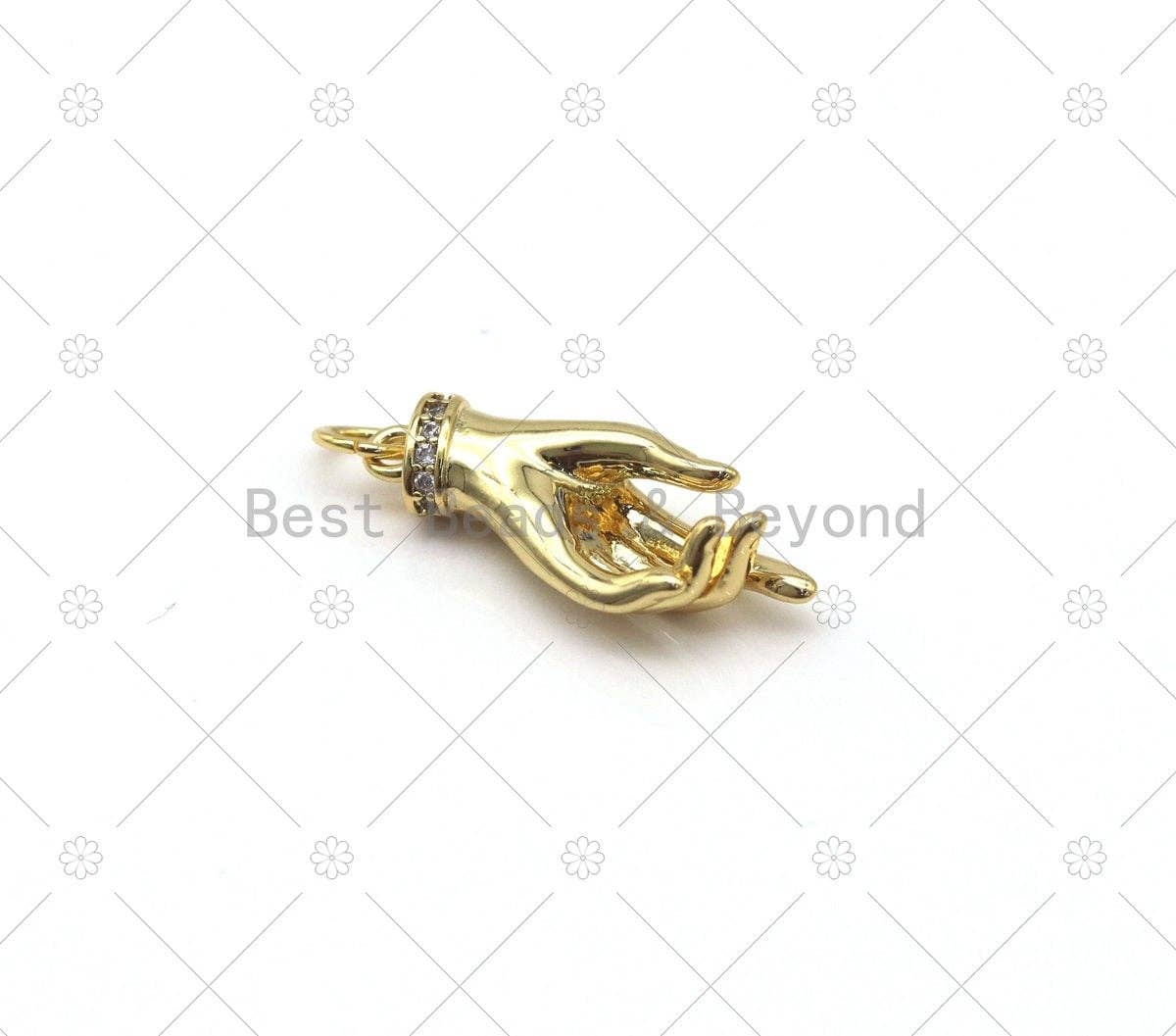 CZ Micro Pave Hand with Evil Eye Shape Pendant, 18K Gold Filled Hand Charm, Necklace Bracelet Charm Pendant,Sku#Y557