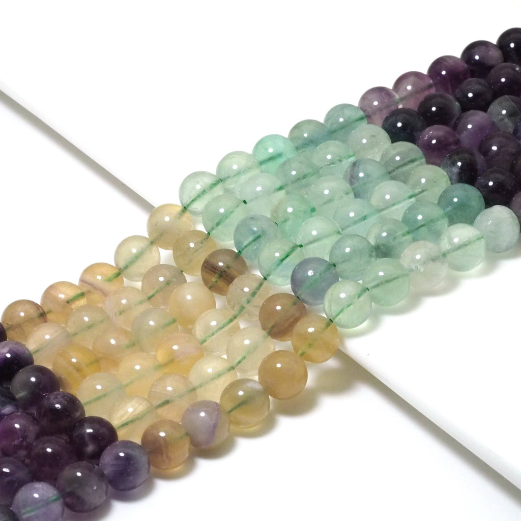 Genuine Rainbow Fluorite Round Smooth Beads, 8mm/10mm/12mm, Sku#U1587