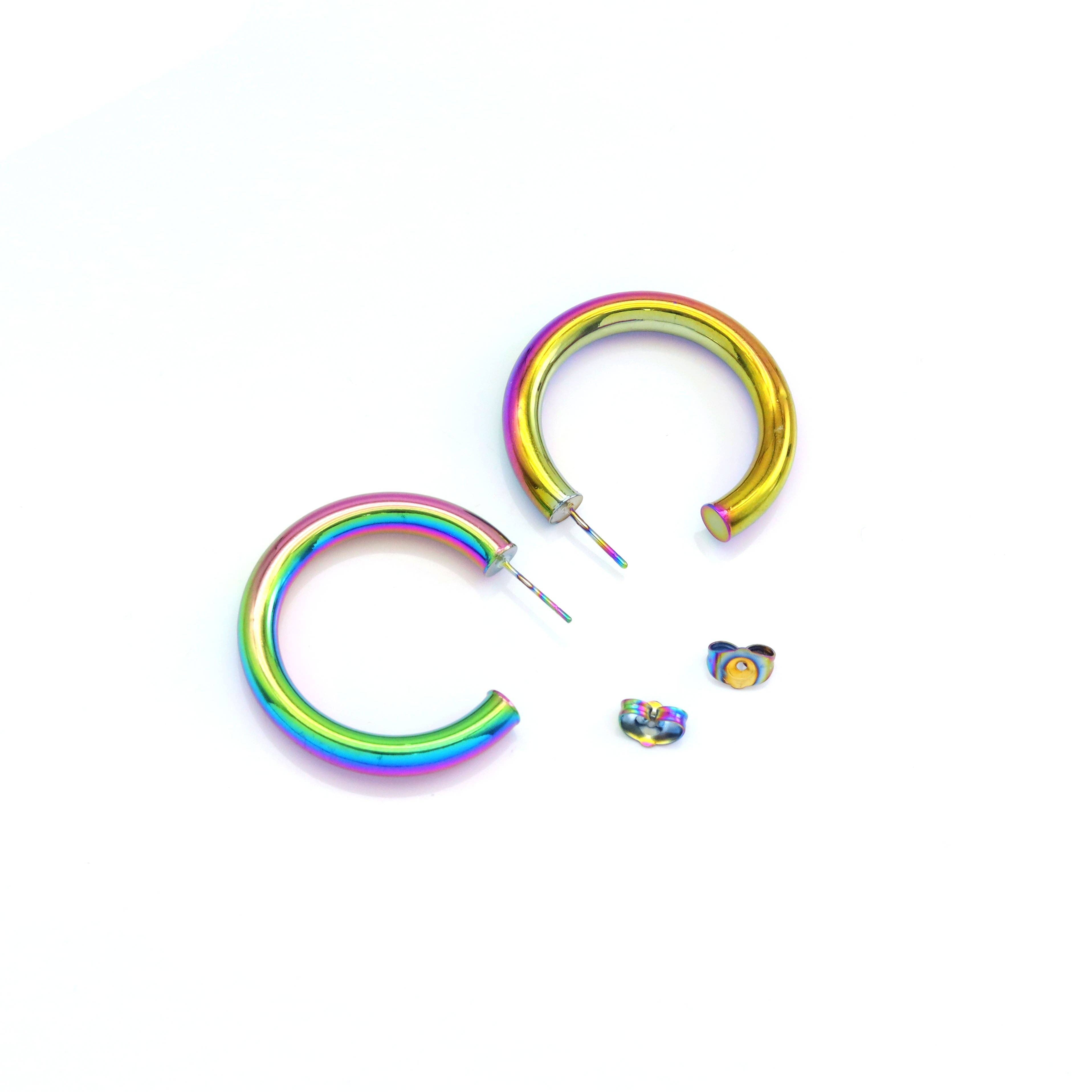 Gold Rainbow Color Hoop Earrings, Sku#A151