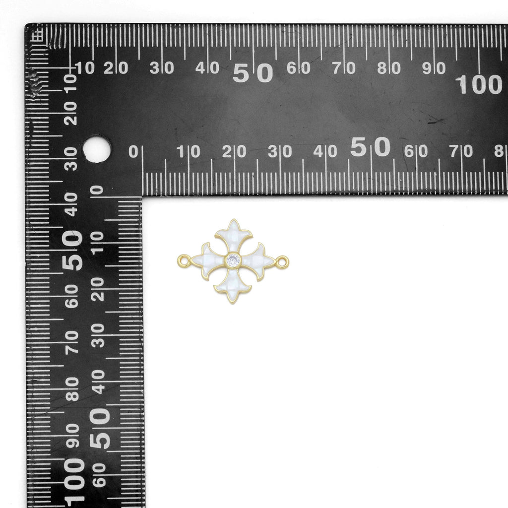 Mother of Pearl Flower Cross Connector Charm Pendant, Sku#WL