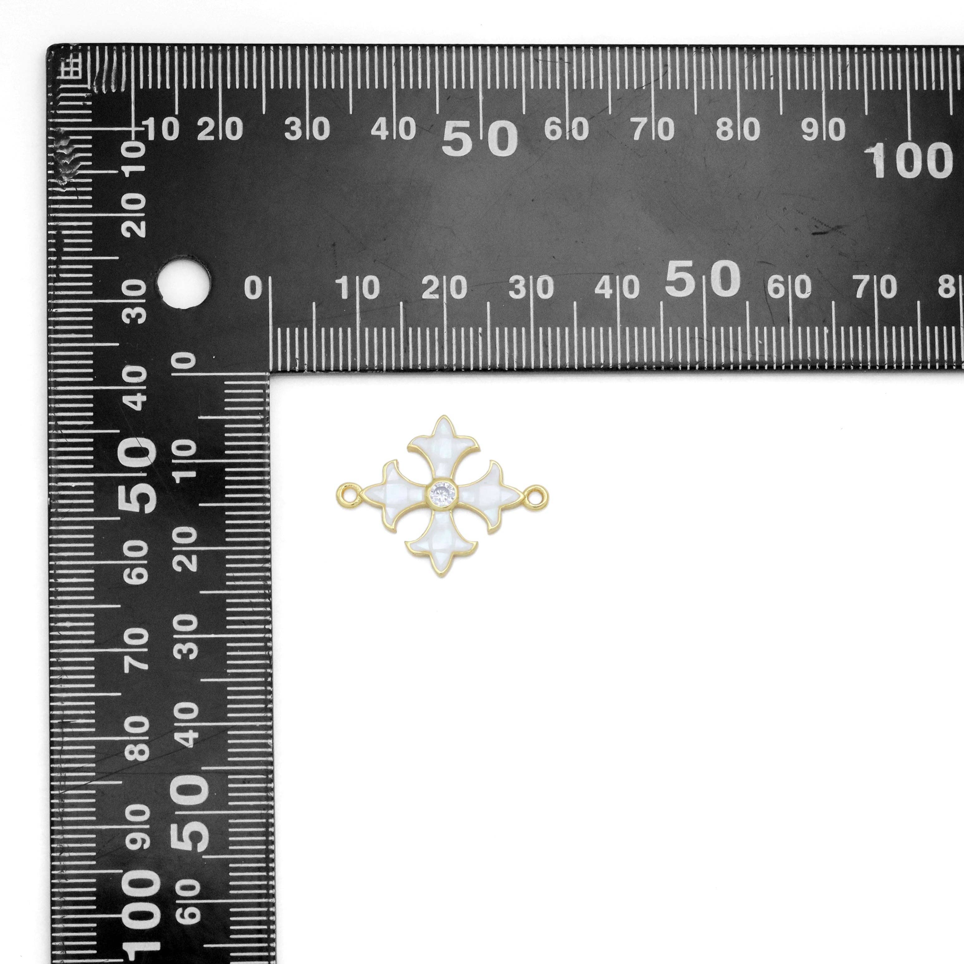 Mother of Pearl Flower Cross Connector Charm Pendant, Sku#WL