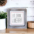 Eat Drink Merry 5 Inch Wood Sign Holiday Kitchen Wall Decor Rustic Christmas Home Accent