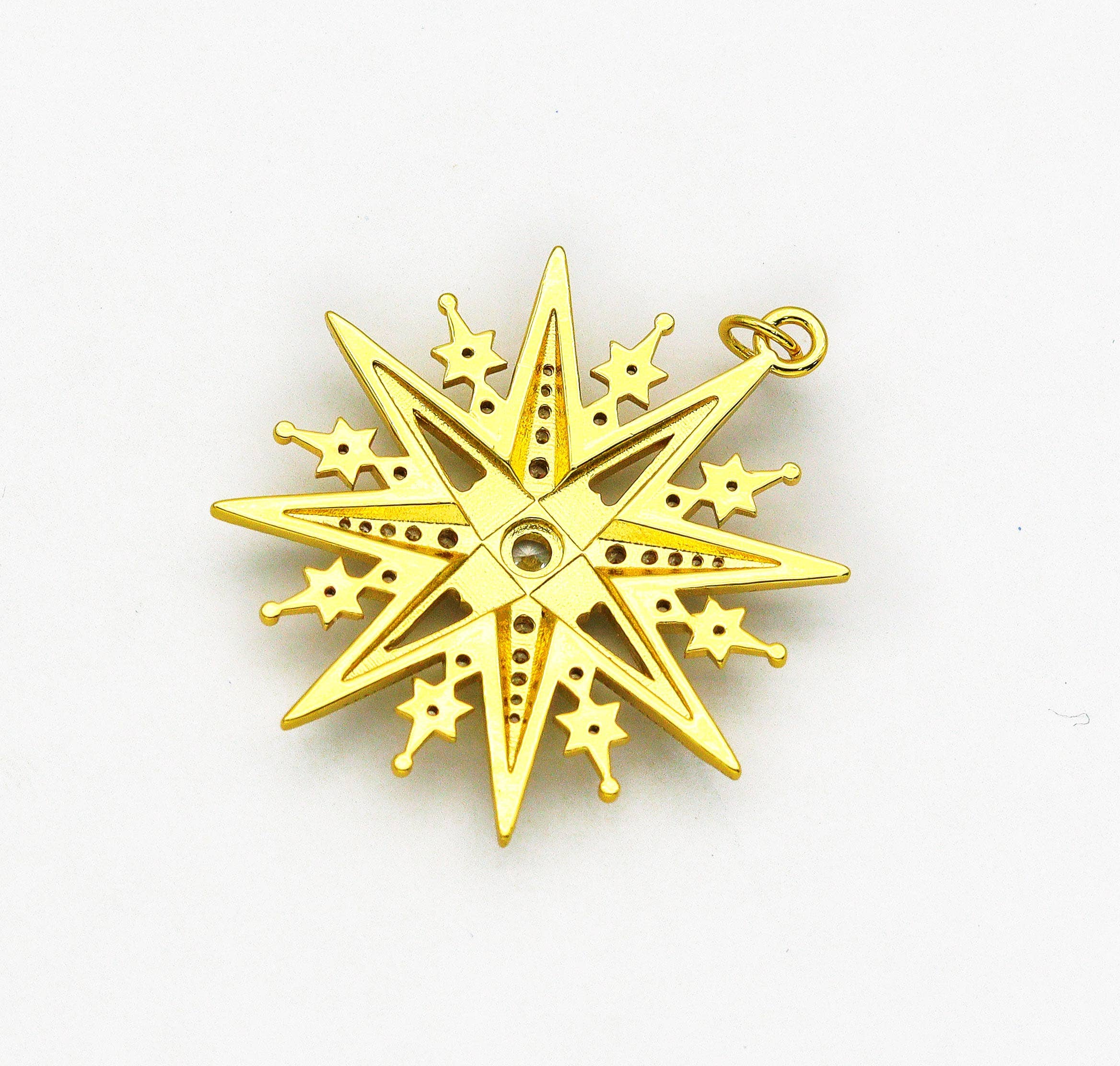 CZ North Star Char, Large Star Charm, Sku#Y696