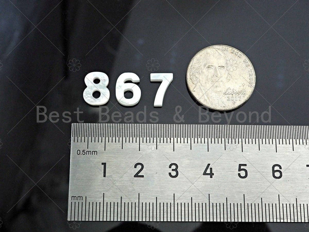 High Quality Mother of Pearl Arabic Numbers Charm, Numbers Pendant Charm, Birthday Charm, Pearl Arabic Number Charm, 8x10mm, Sku#T156