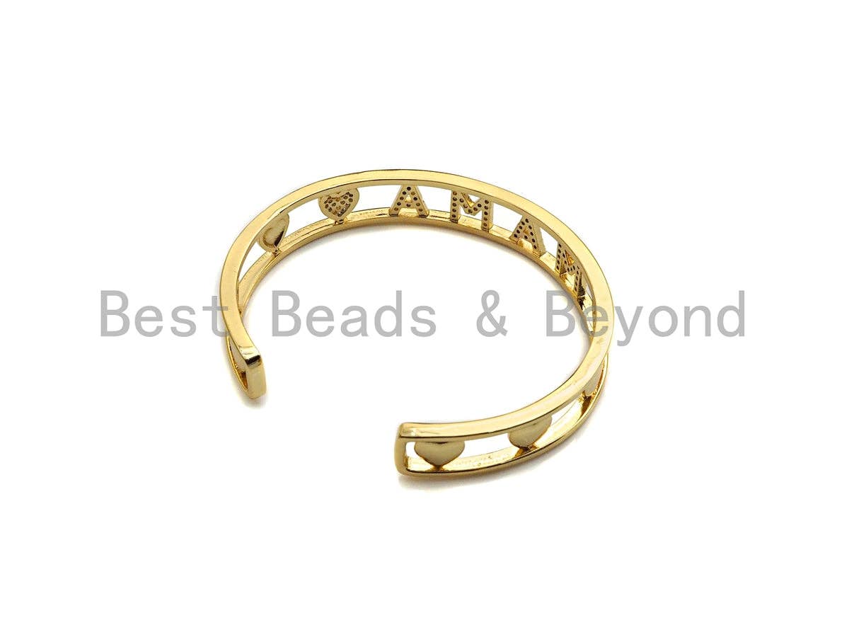 CZ Mirco Pave MAMA Open Cuff Bracelet,  Wire bracelet, Bangle bracelet,  sku#X158