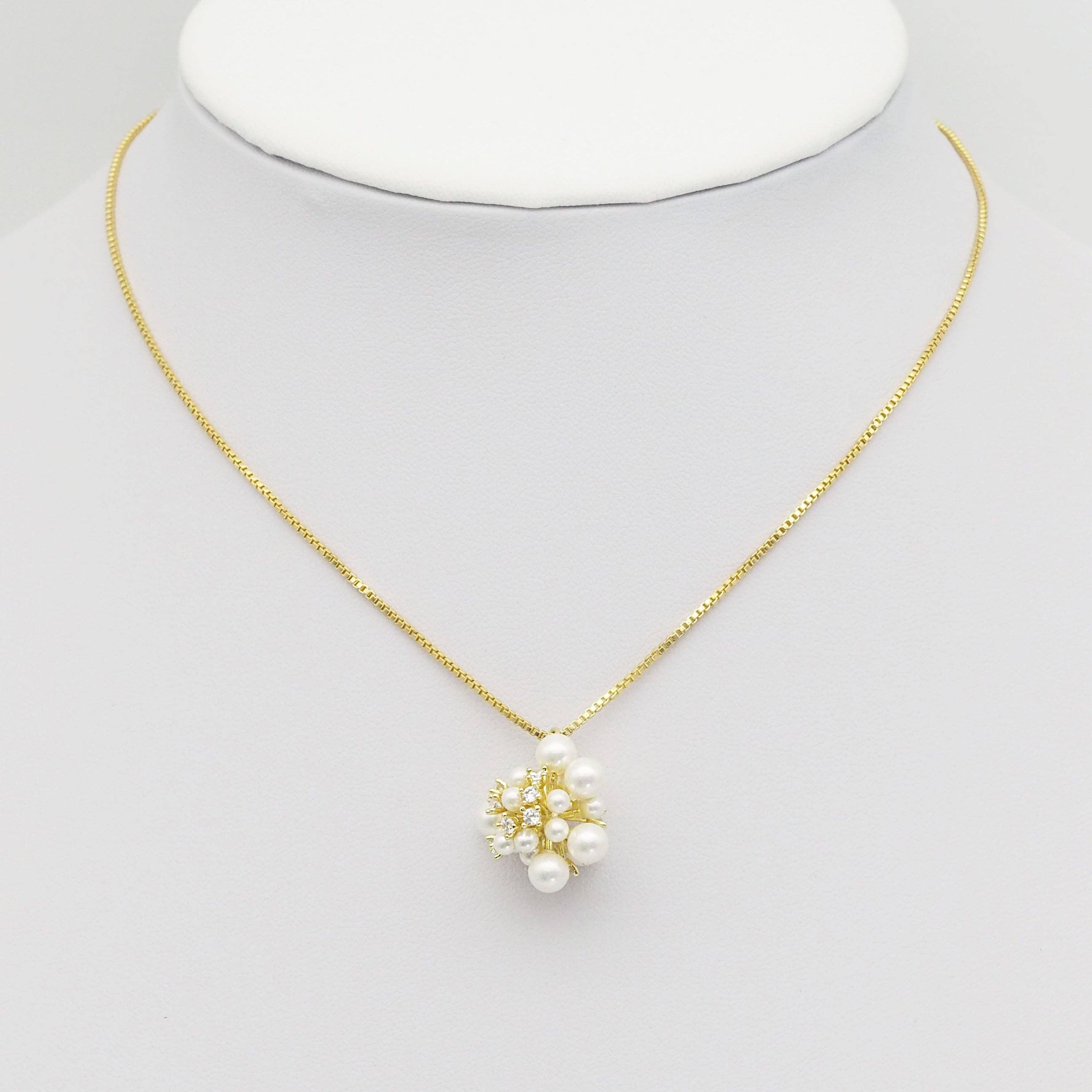Gold CZ White Pearl Cluster Charm, Sku#Y809