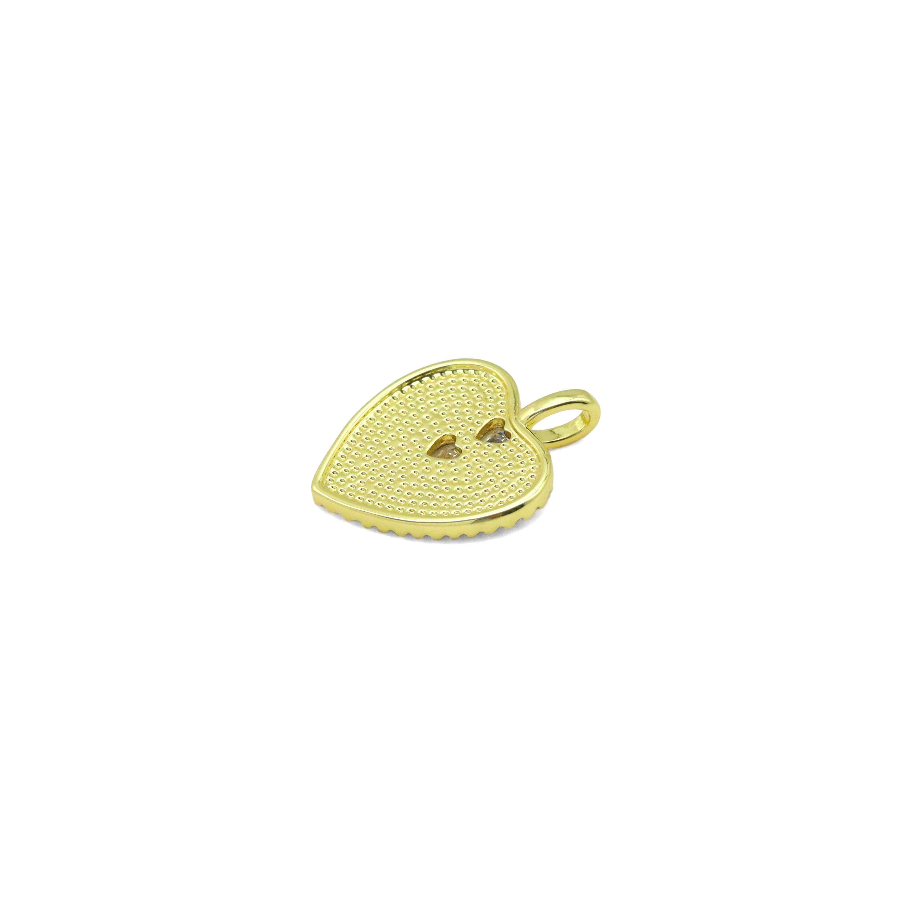 Cystal CZ Heart on Radical Heart Charm Pendant, Sku#LX755