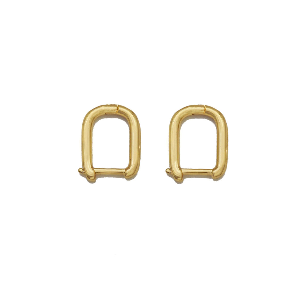 Gold Rectangle Hoop Earring, Sku#LX184