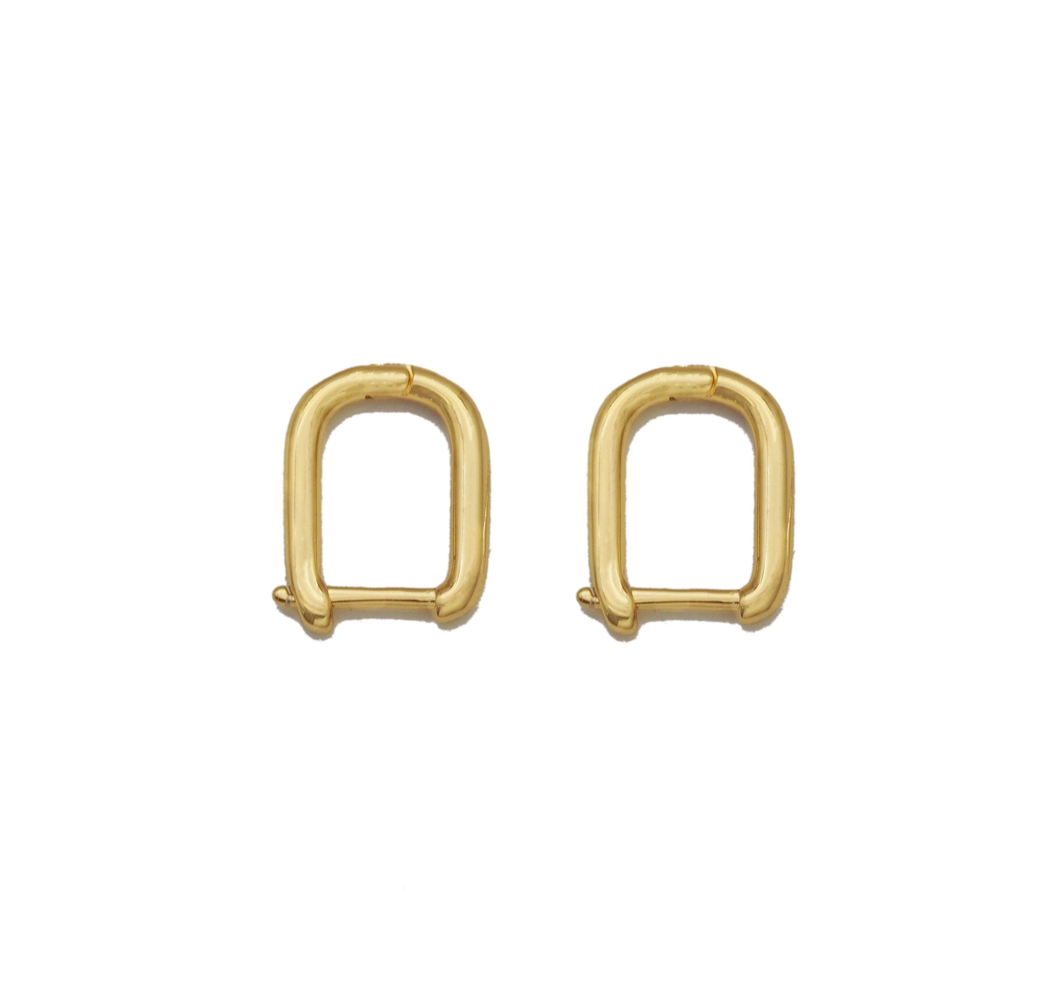 Gold Rectangle Hoop Earring, Sku#LX184