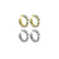 Gold Silver Black Enamel Print Hoop Earrings, Sku#A367
