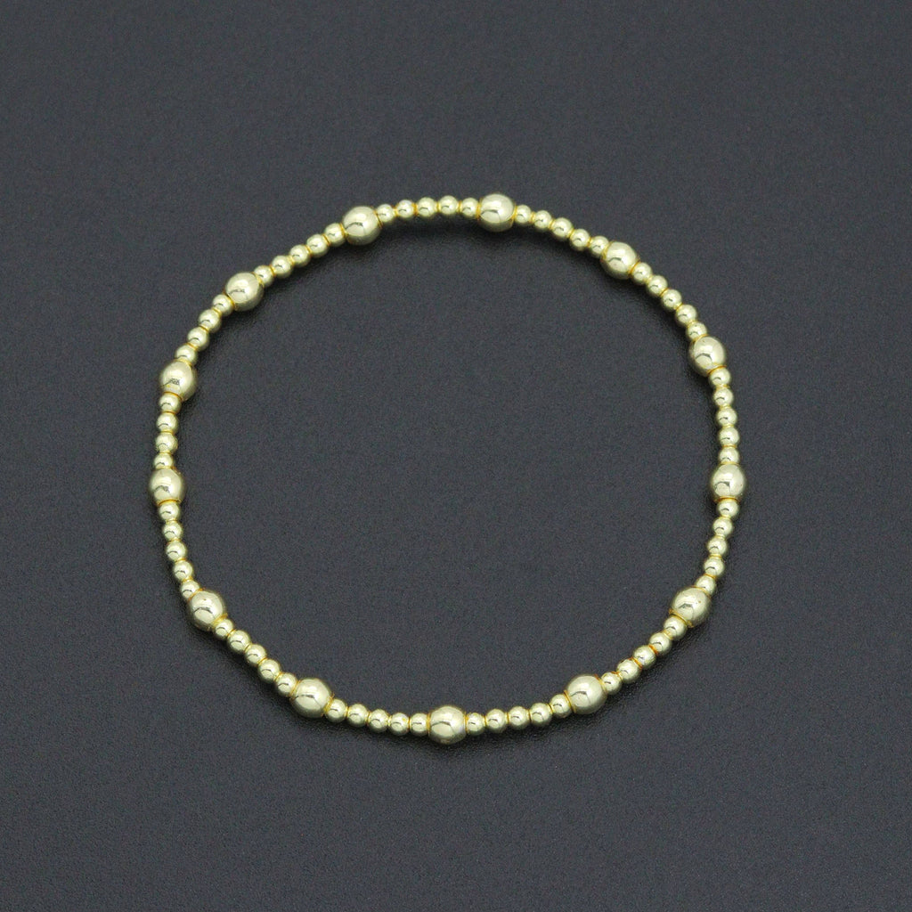 Gold Hematite Ball Beads Stretchy Bracelet, Sku#EF684