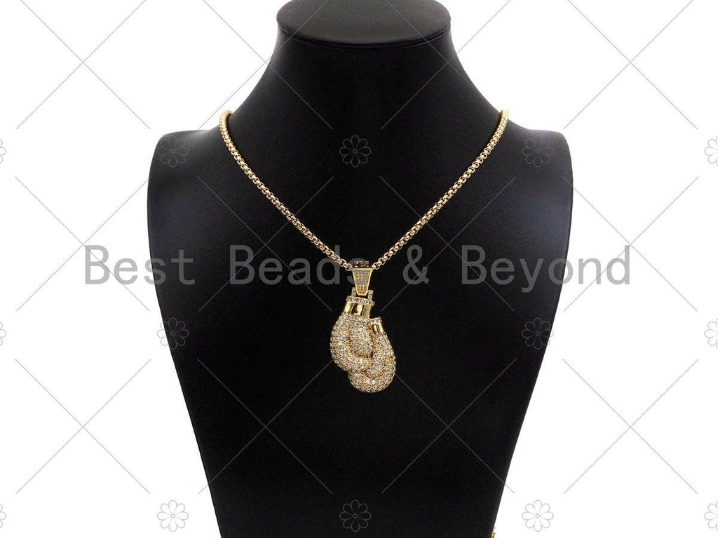 CZ Micro Pave 3D Boxing Gloves Shape Pendant/Charm,Cubic Zirconia Charm, Necklace Bracelet Charm Pendant,24x43mm, Sku#L507