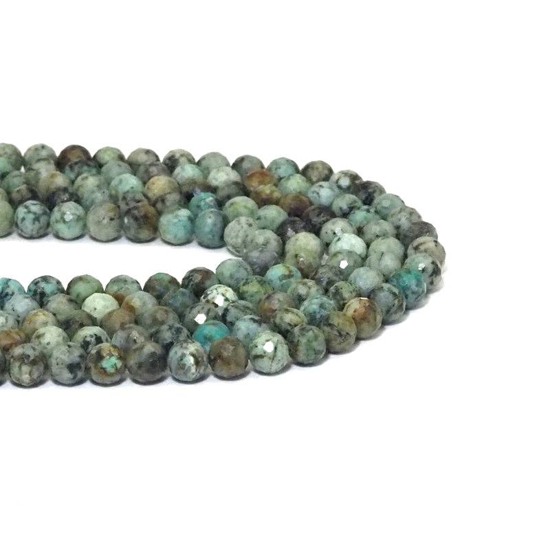 Genuine African Turquoise Round Faceted Beads, 8mm, Sku#U1514