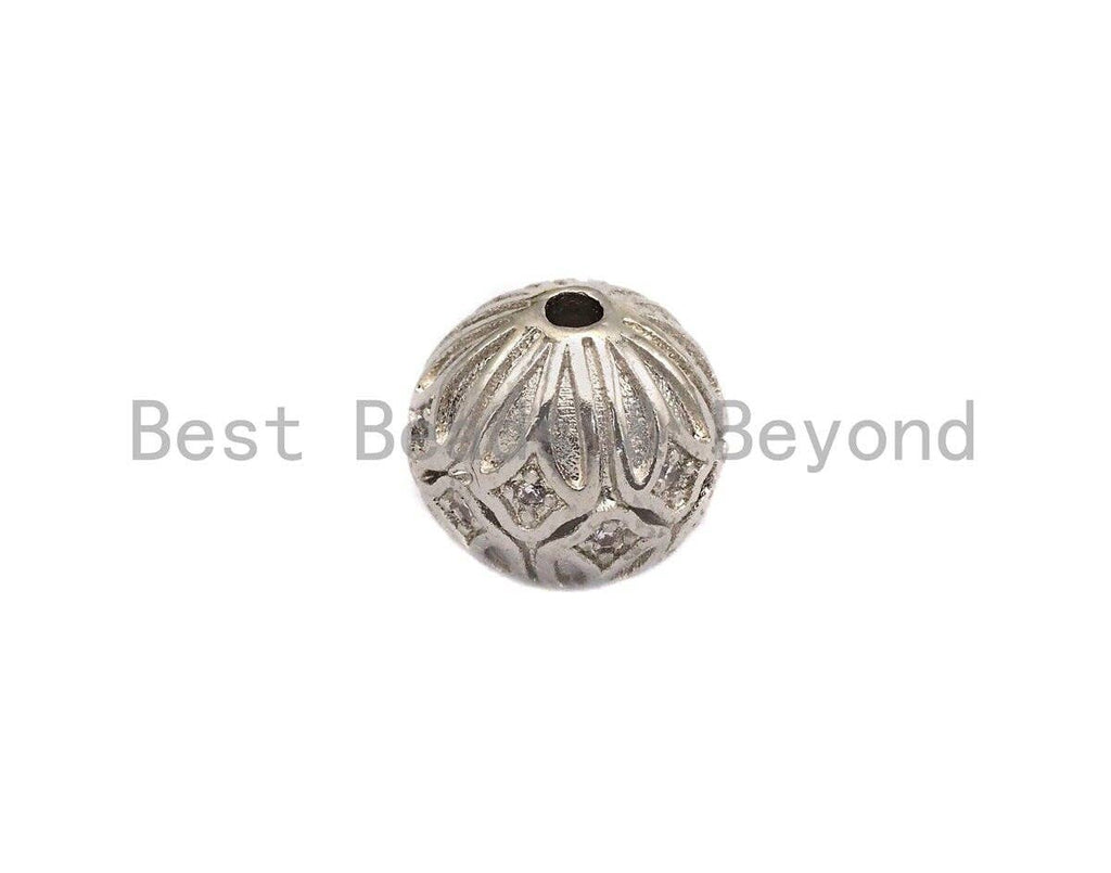 CZ Micro Pave Round Flower Patten Spacer Beads,sku#X114