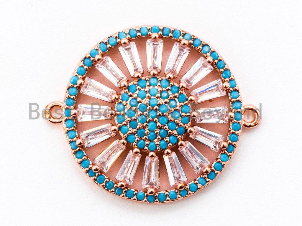 CZ Micro Pave Round connector/Link Finding, Blue Clear Sparkly CZ micro paved ,Cubic Zirconia CZ Space Connector, 25x20mm, sku#E253C