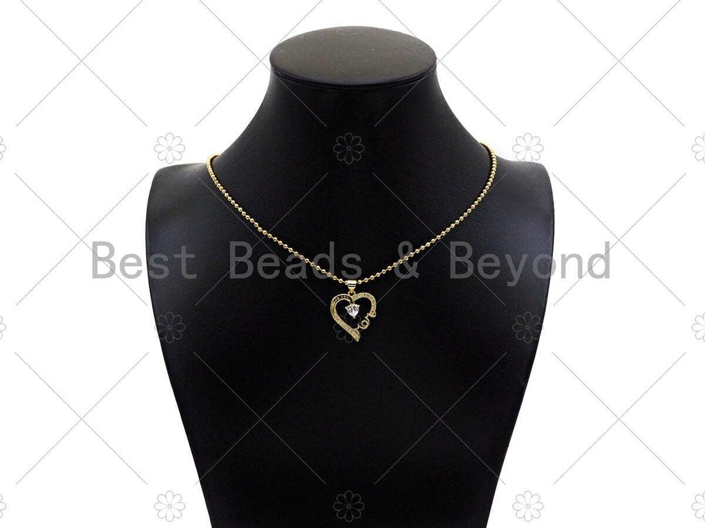 Gold Filled CZ Micro Pave Mom On Heart Frame Shape Pendant, 18K Gold Filled Heart Charm, Mother's Day, Necklace Charm,19x22mm,Sku#LD119