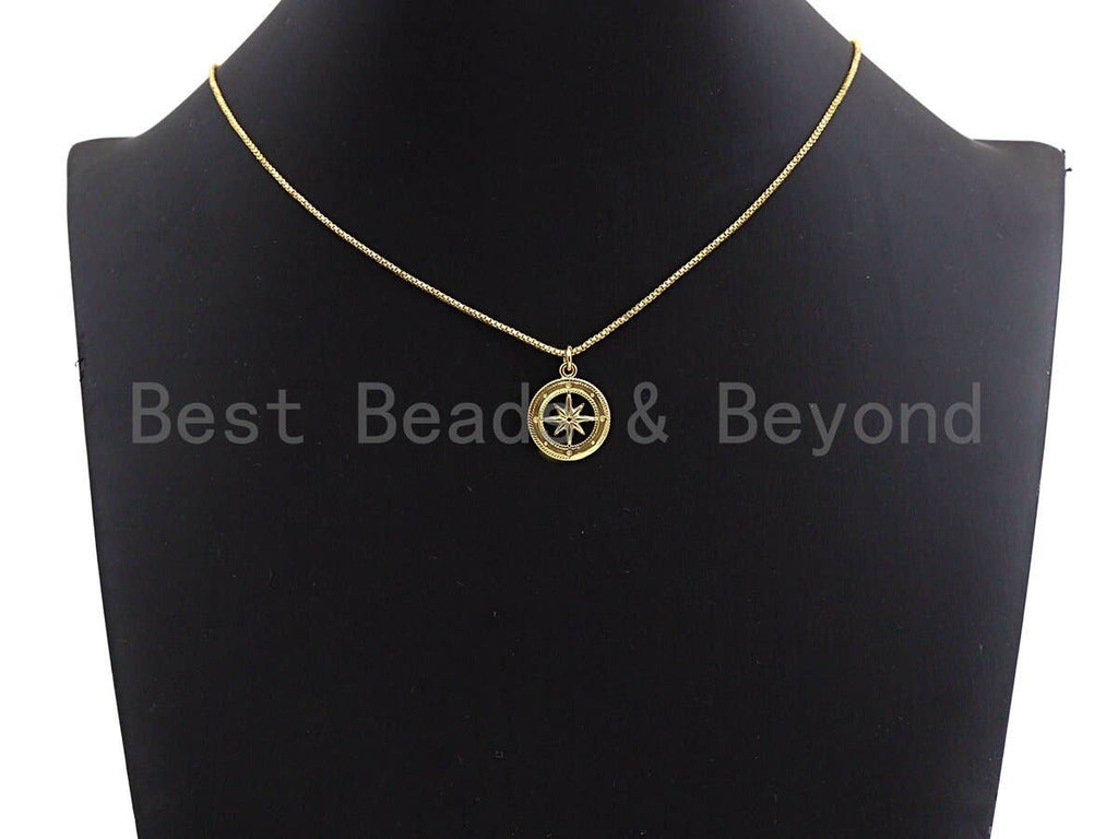 Hollow out North Star Compass Coin Pendant, Sku#Z432