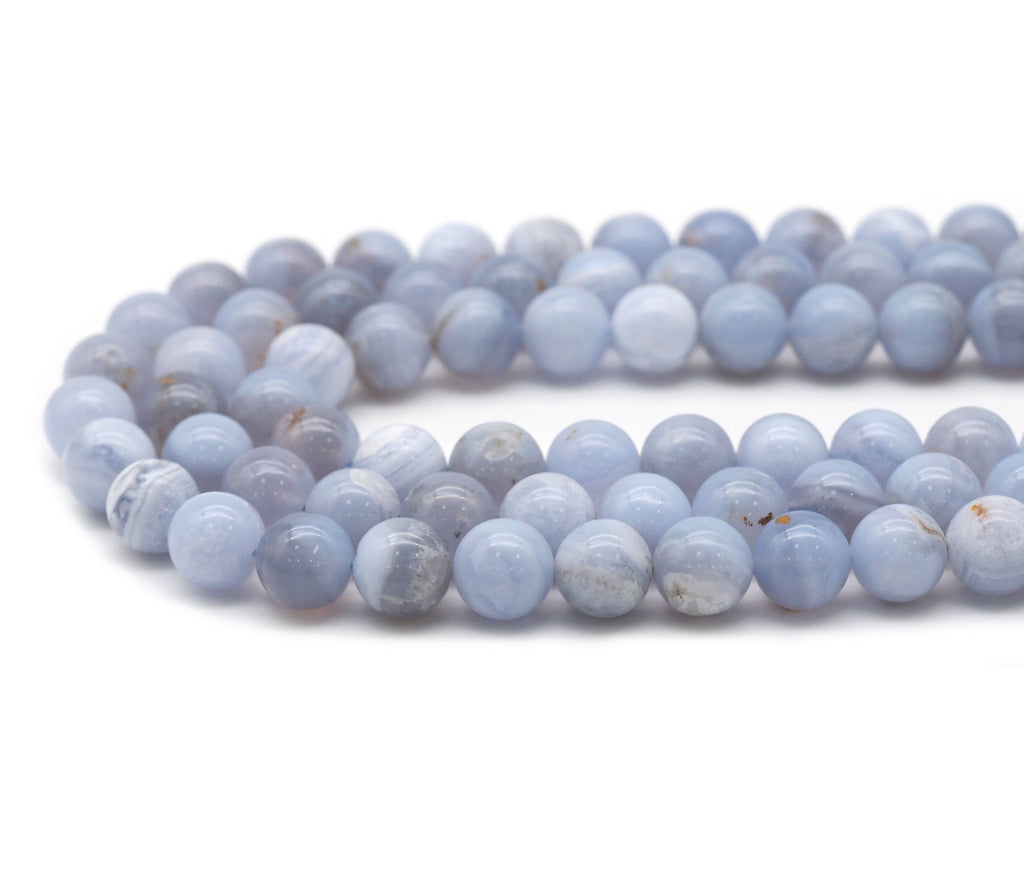 Genuine Blue Lace Agate Round Smooth Beads, Sku#U1346