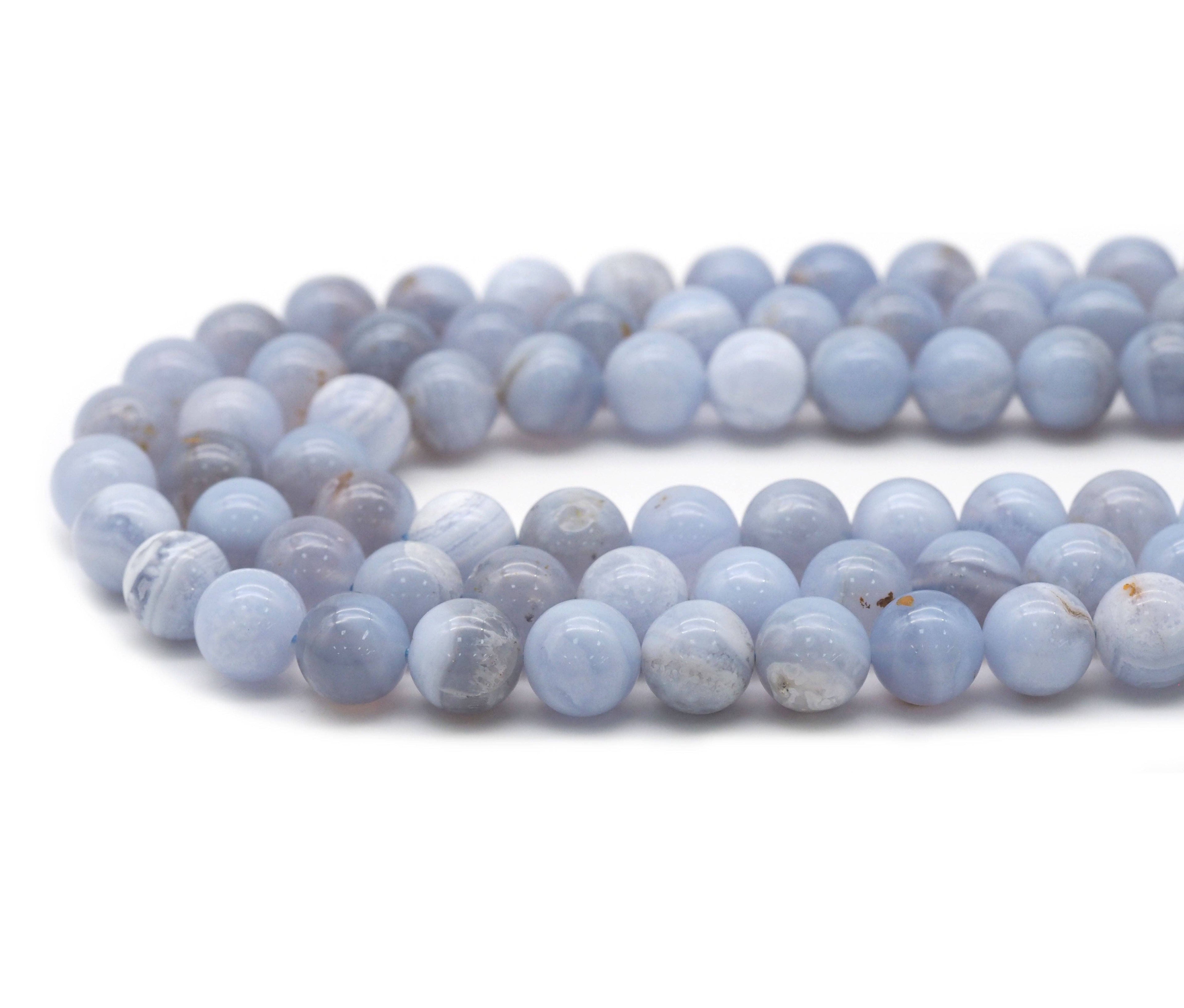 Genuine Blue Lace Agate Round Smooth Beads, Sku#U1346