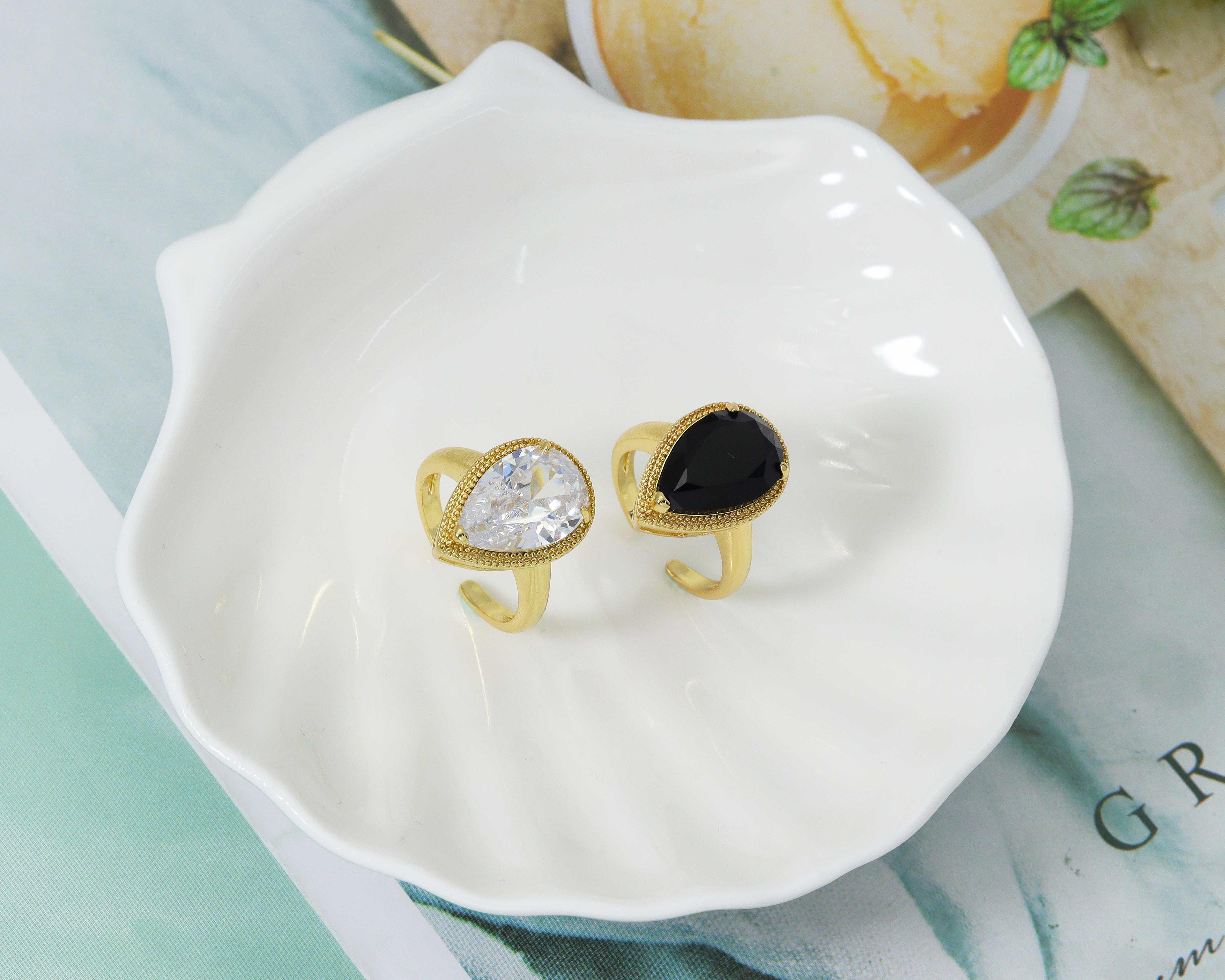 Teardrop Pear Shape CZ Adjustable Ring, Sku#LK591