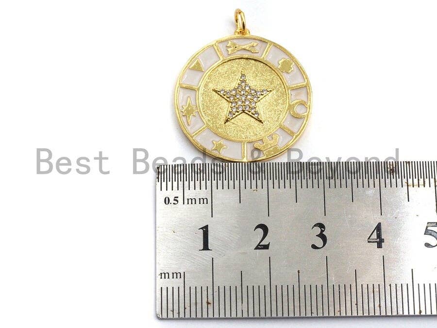NEW DESIGN Pave CZ Enamel Coin Charms,White Enamel Pendant,Enamel Coin Pendant, Oil Drop jewelry Findings,25x27mm,sku#Z397