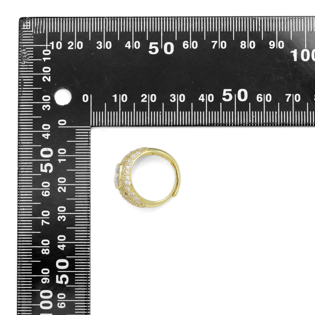 Chuny Square CZ Center Gold Silver Dome Ring, Sku#A209