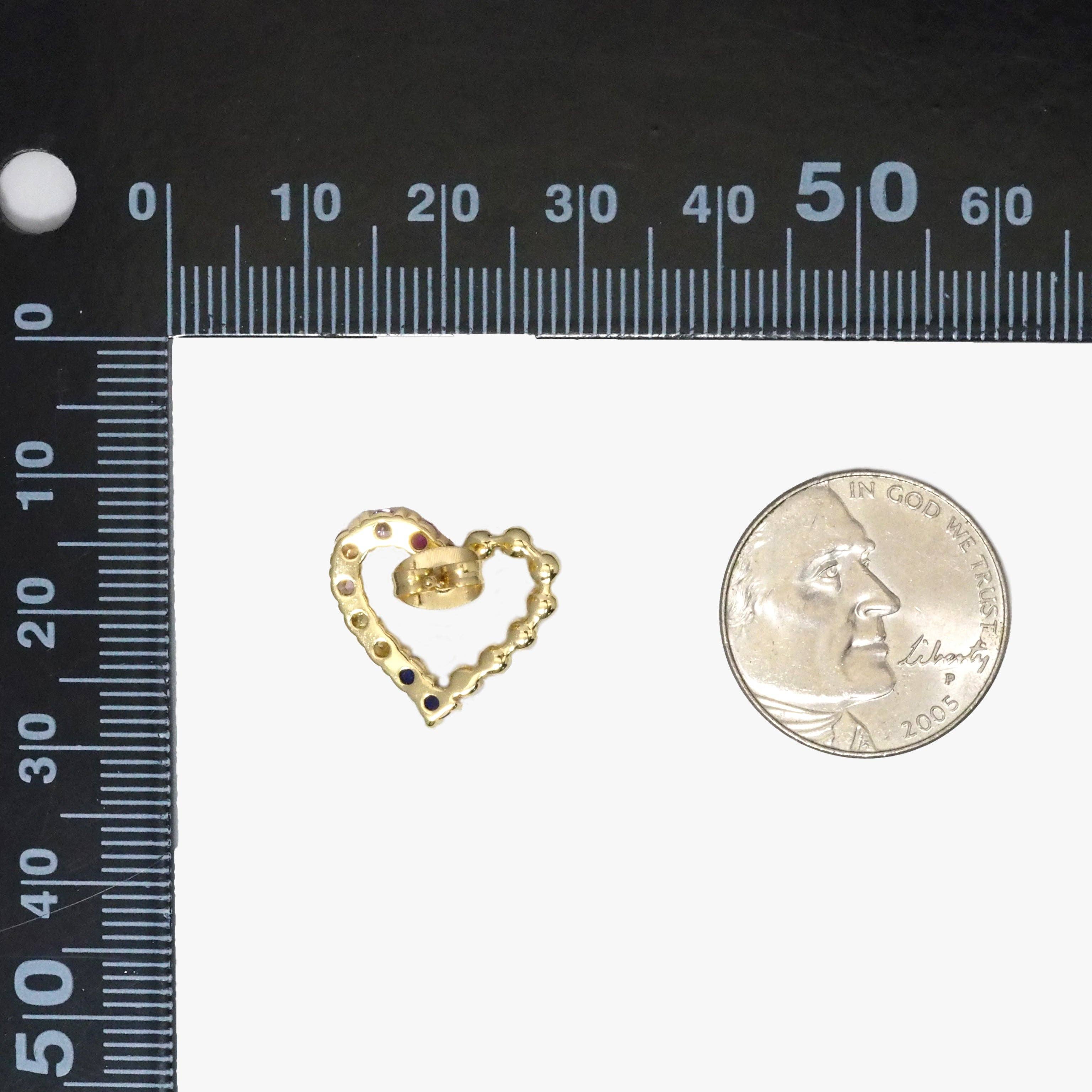 Colorful CZ Pearl Heart Stud Earrings, Sku#LD388