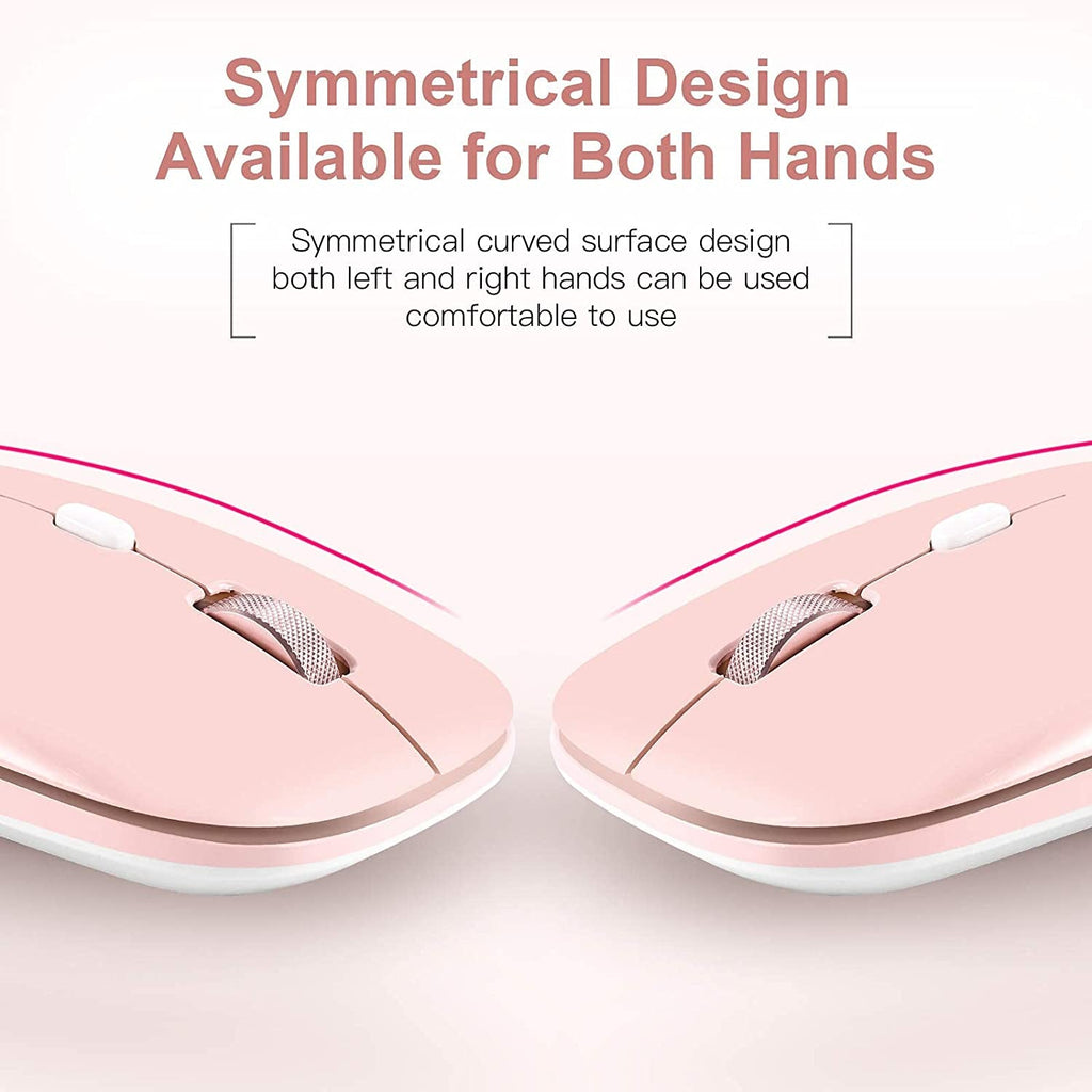 Wireless Flat Mouse, 2.4G Optical Mouse for Laptop, PC, Chromebook, Notebook, Especially Designed for Computer Bags (Pink)