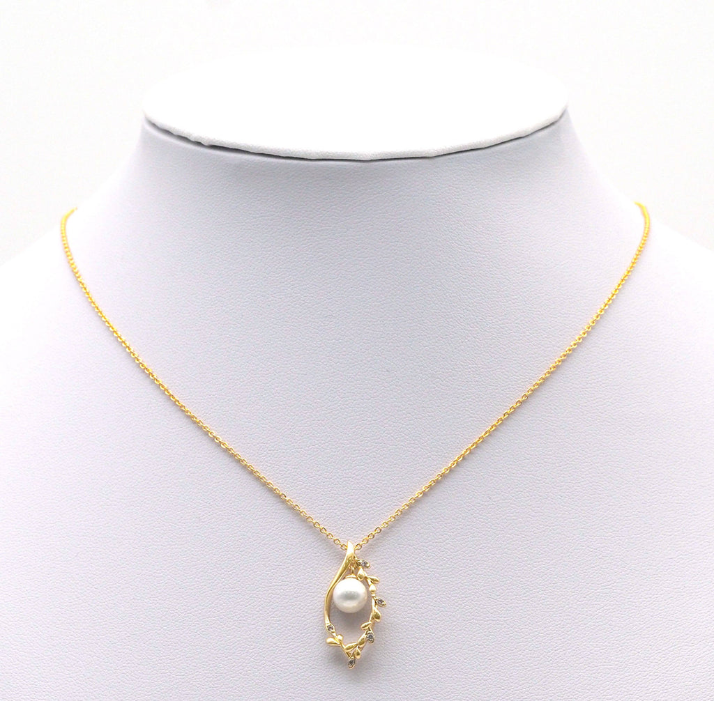 Gold CZ Pearl Evil Eye Charm, Sku#ZX101