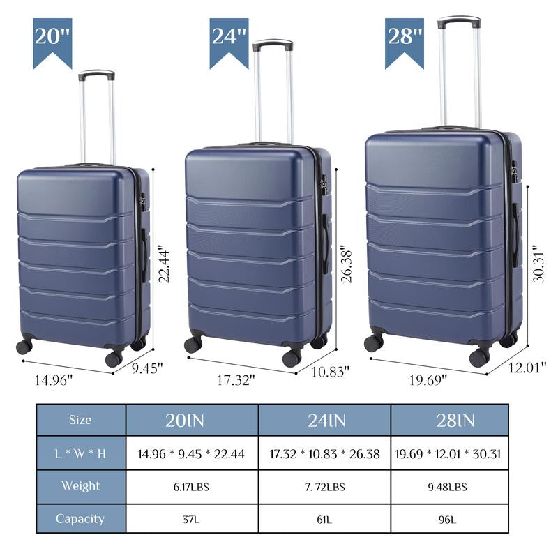 Luggage Spinner Wheels Lightweight Expandable Travel Hard Shell Suitcases with TSA Lock, Bronze Black, 3-PCS Set (20/24/28 Inch)