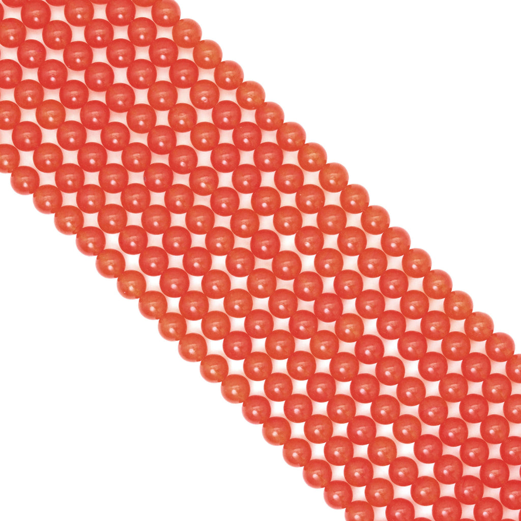 Orange Jade Round Smooth Beads, Sku#U2024