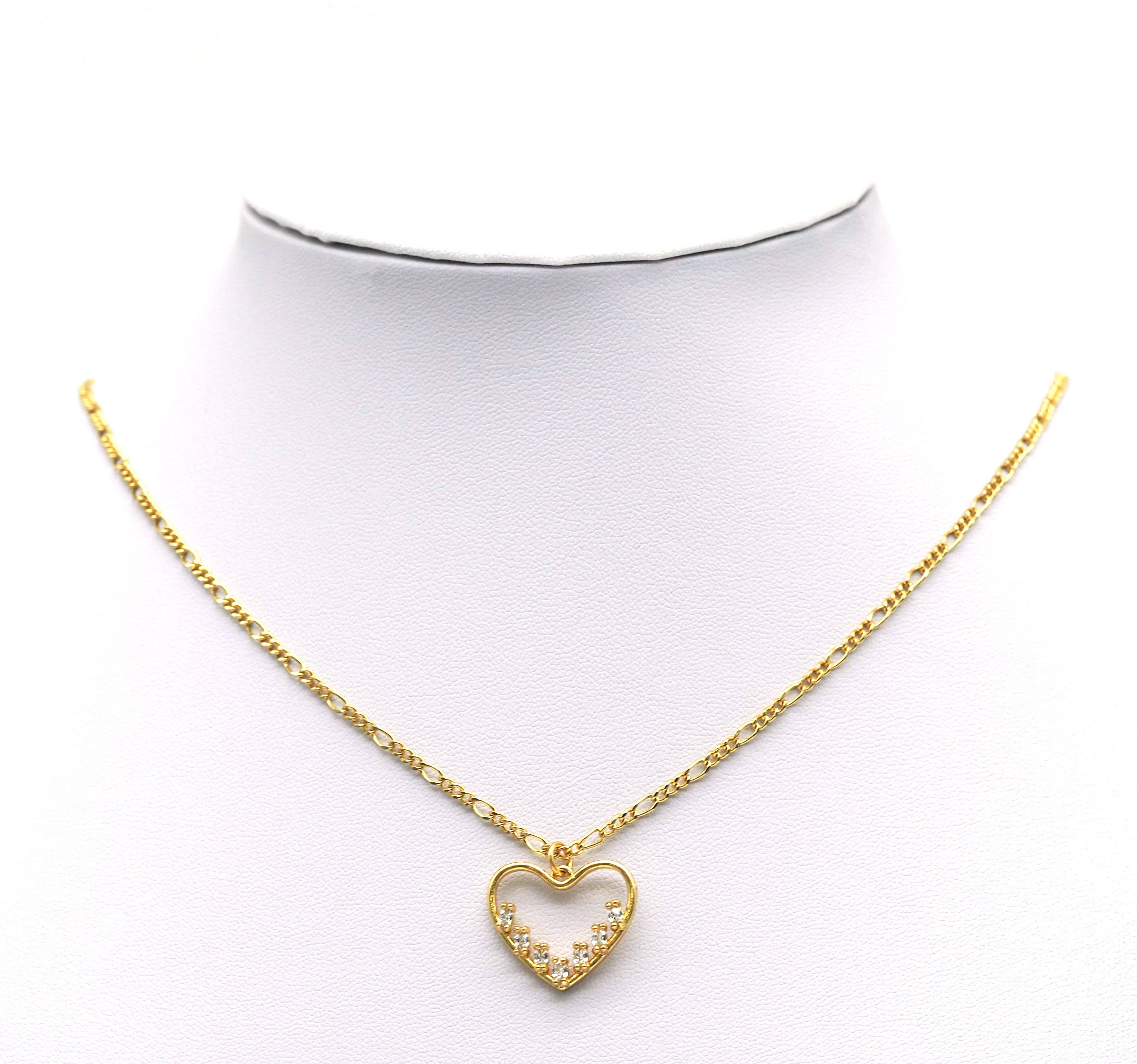 CZ Heart Frame Charm, Sku#LK641