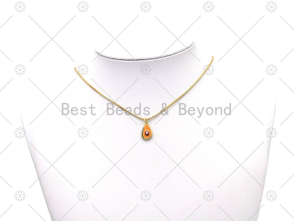Enamel Avocado Shape Pendant,18K Gold Filled Fruit Charm, Necklace Bracelet Charm Pendant, Sku#Y586