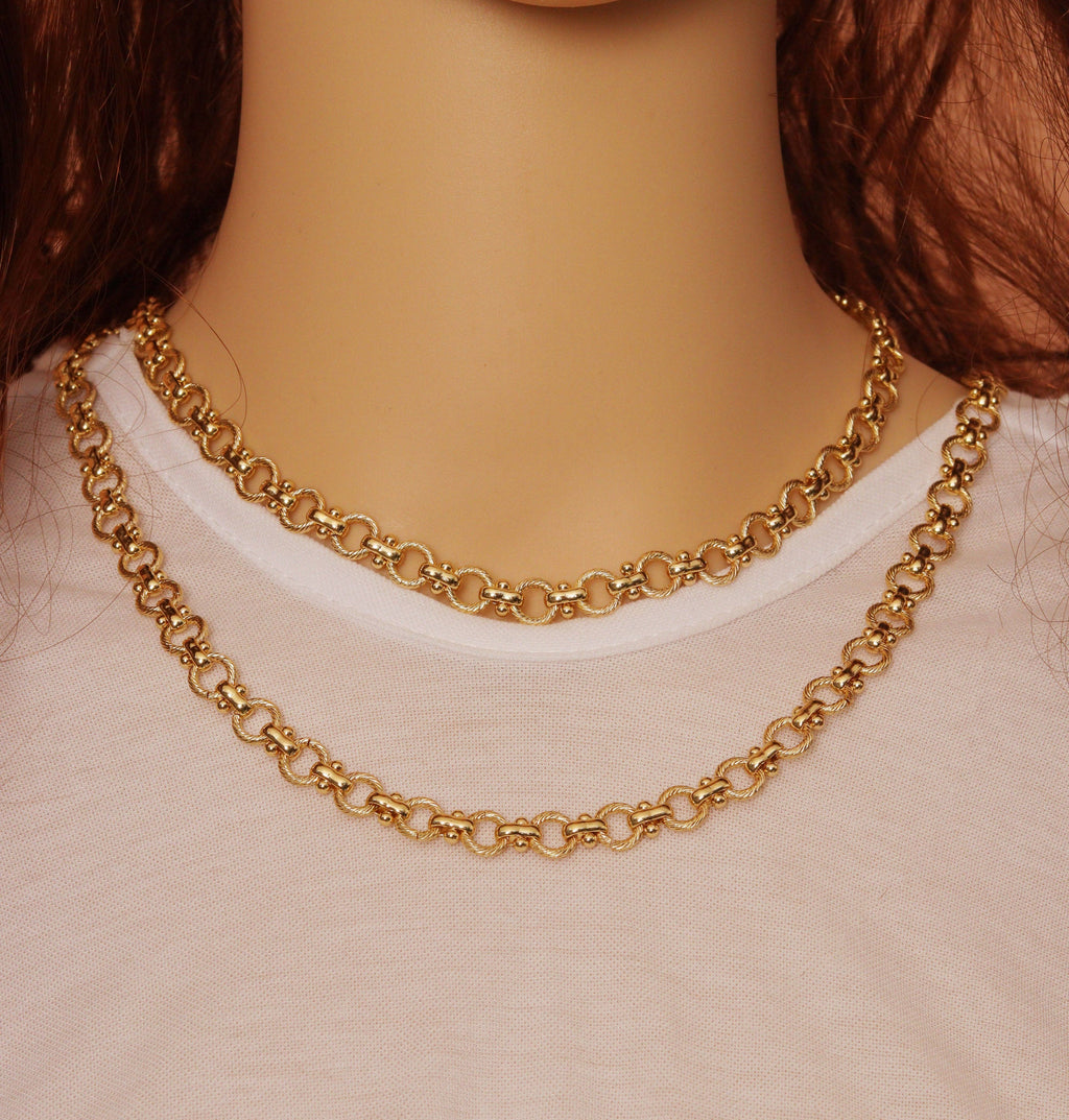High Quality Textured Round Link chain with T Bar by Yard, Sku#LS31