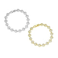 Gold Silver Clear CZ Heart Bracelet, Sku#A331