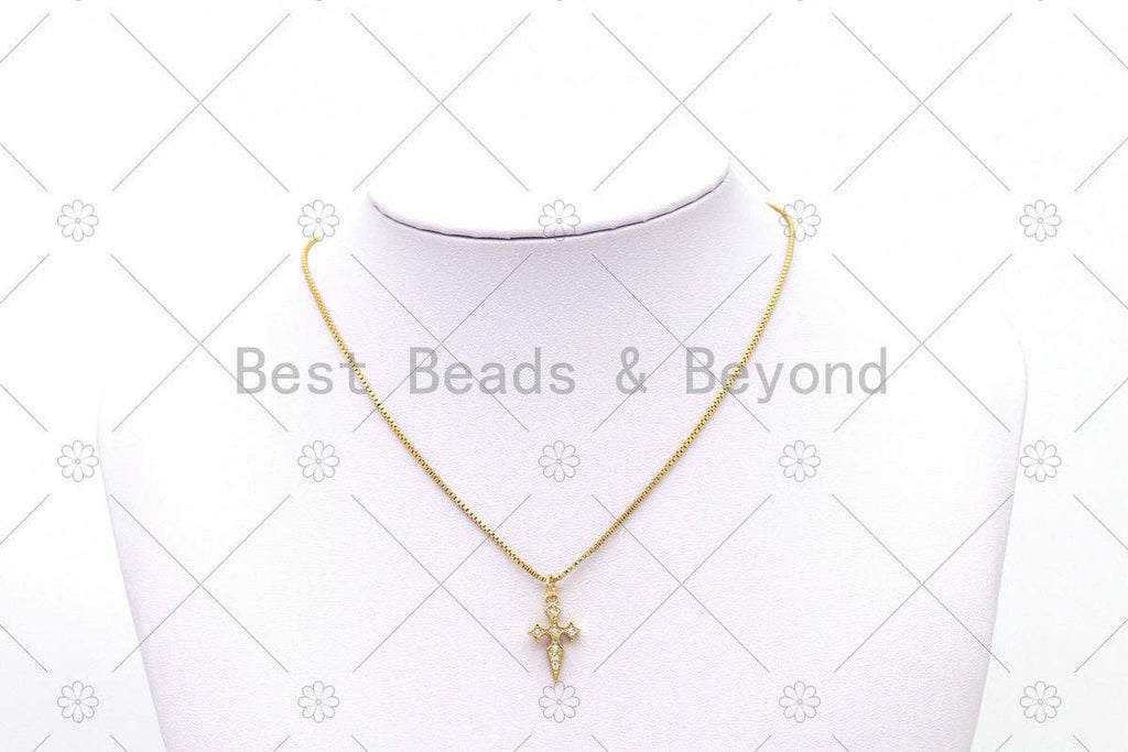 CZ Micro Pave Cross Shape Pendant, 18K Gold Filled Sword Charm, Necklace Bracelet Charm Pendant,Sku#LK504