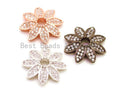 2pcs CZ Micro Pave Flower Bead Cap, Cubic Zirconia Bead Cap, 12x2.5mm,sku#G89