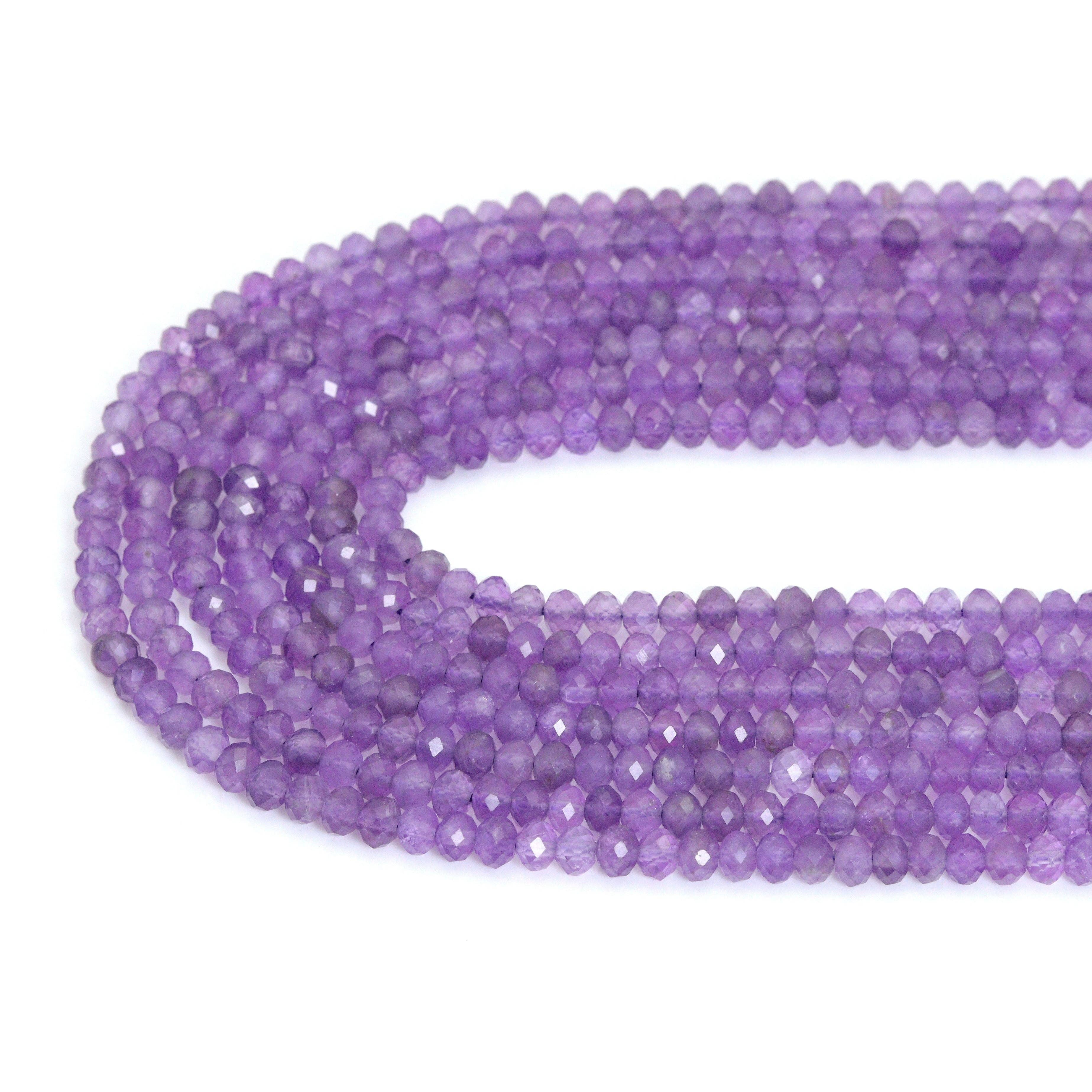 3x4mm Genuine Amethyst Rondelle Faceted Beads, Sku#U2191