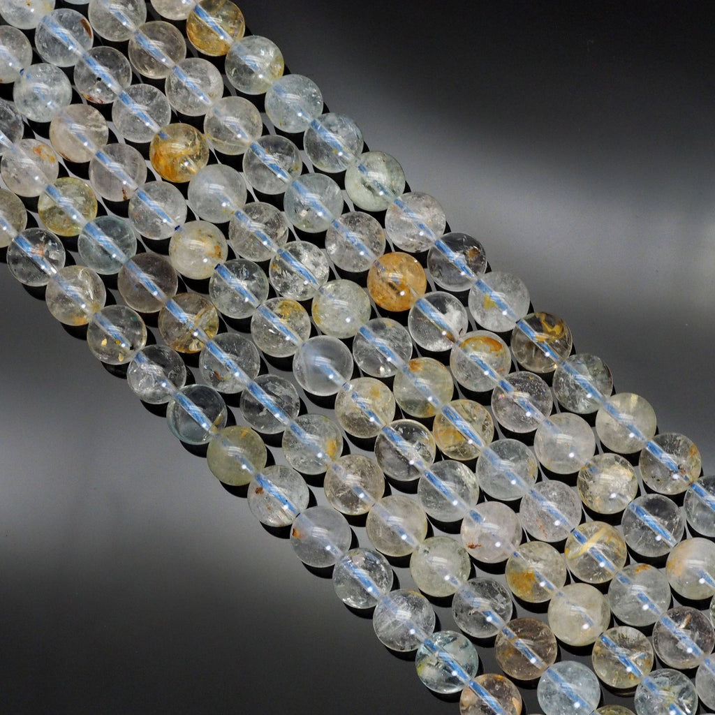 Genuine Yellow Topaz Round Smooth Beads, 6mm/8mm, Sku#U1641