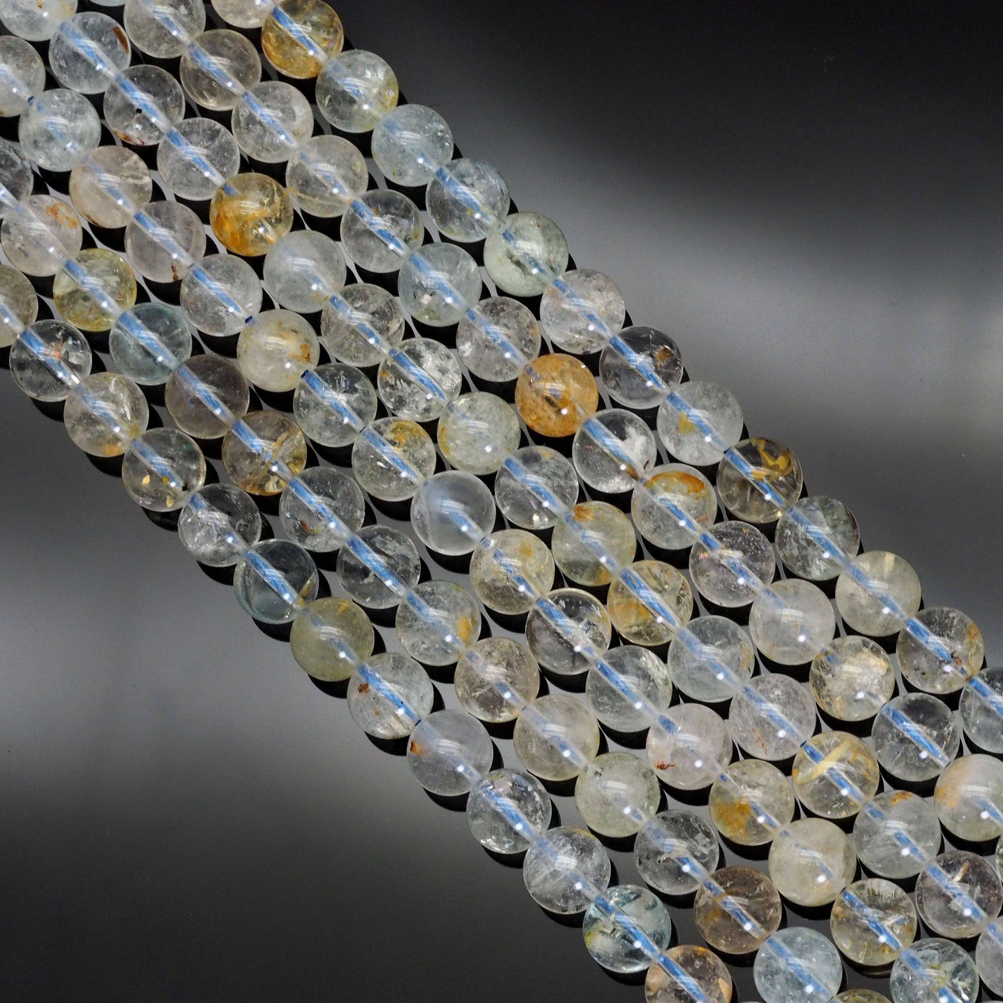 Genuine Yellow Topaz Round Smooth Beads, 6mm/8mm, Sku#U1641