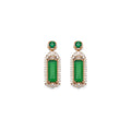 Gold CZ Green Jade Rectangle Bar Charm, Sku#LX347