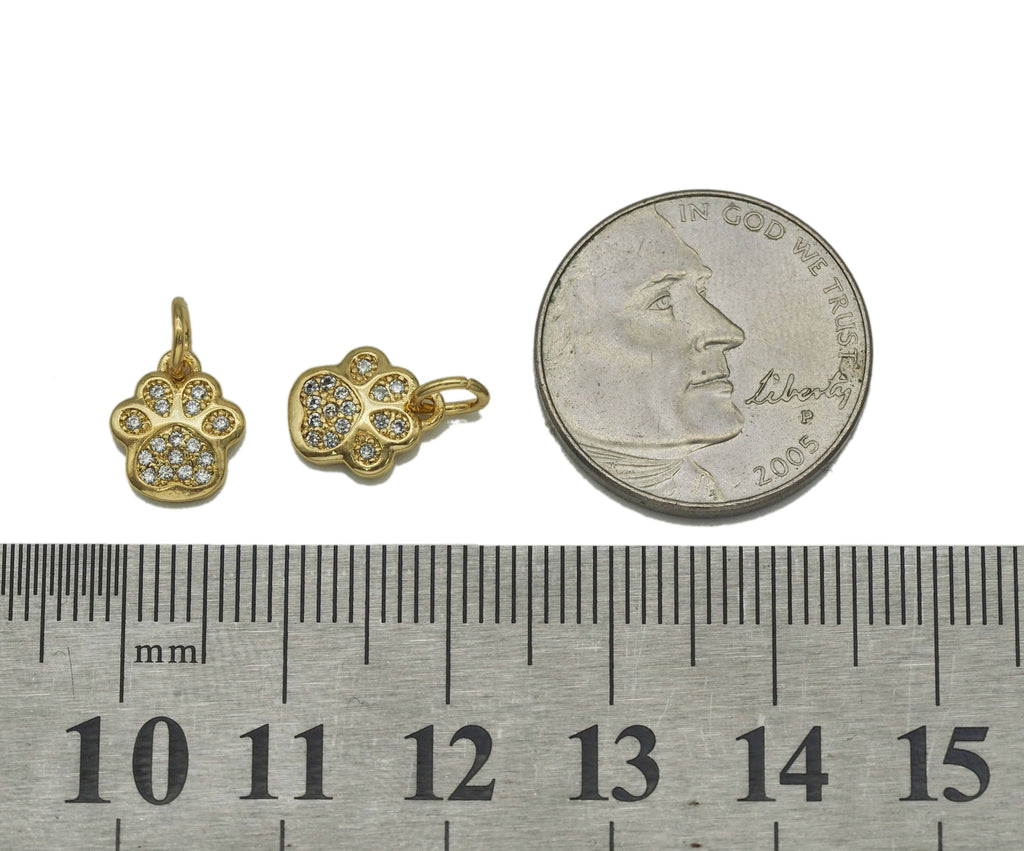 Gold CZ Footprint Charm, Sku#Z1452