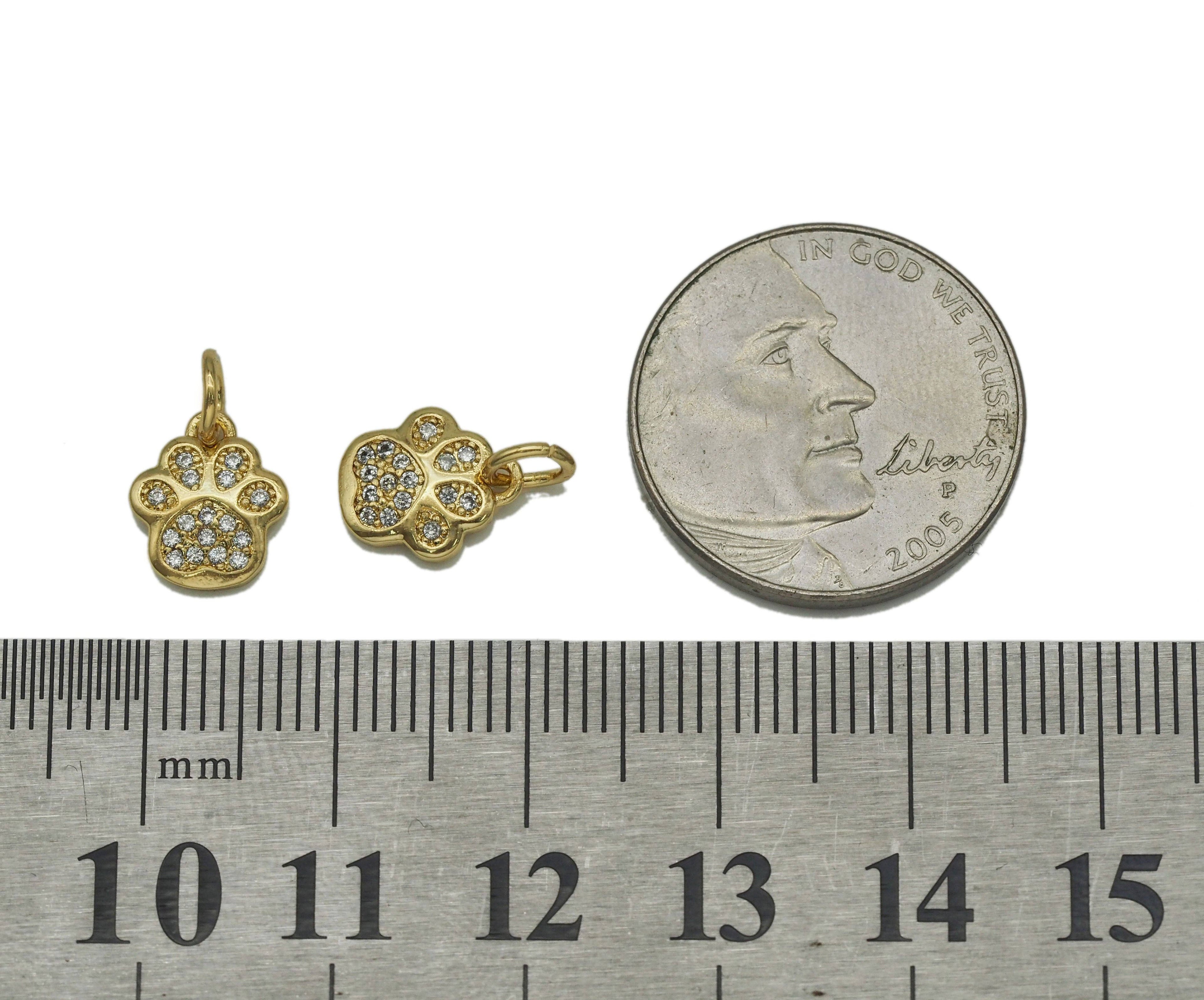 Gold CZ Footprint Charm, Sku#Z1452