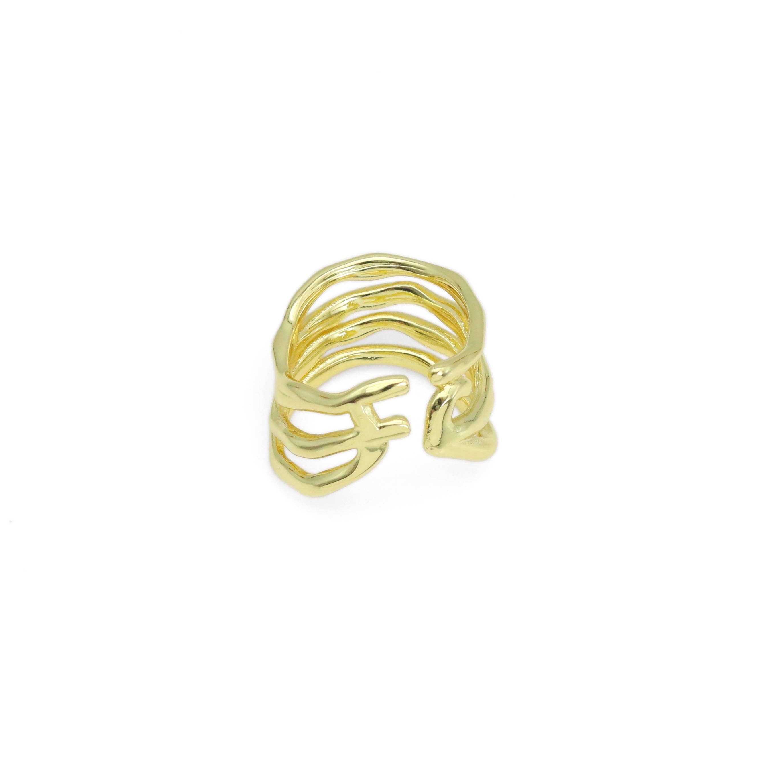 Four Wave Lines Adjustable Ring, Sku#LX593