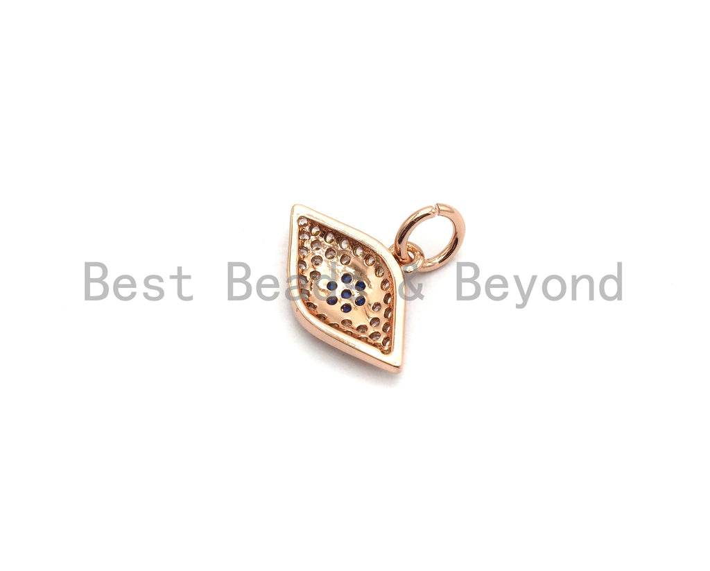 CZ Micro Pave Evil Eye Pendant for Necklace/Bracelet, Cobalt CZ,Cubic Zirconia Pendant,9x14mm, sku#Y199