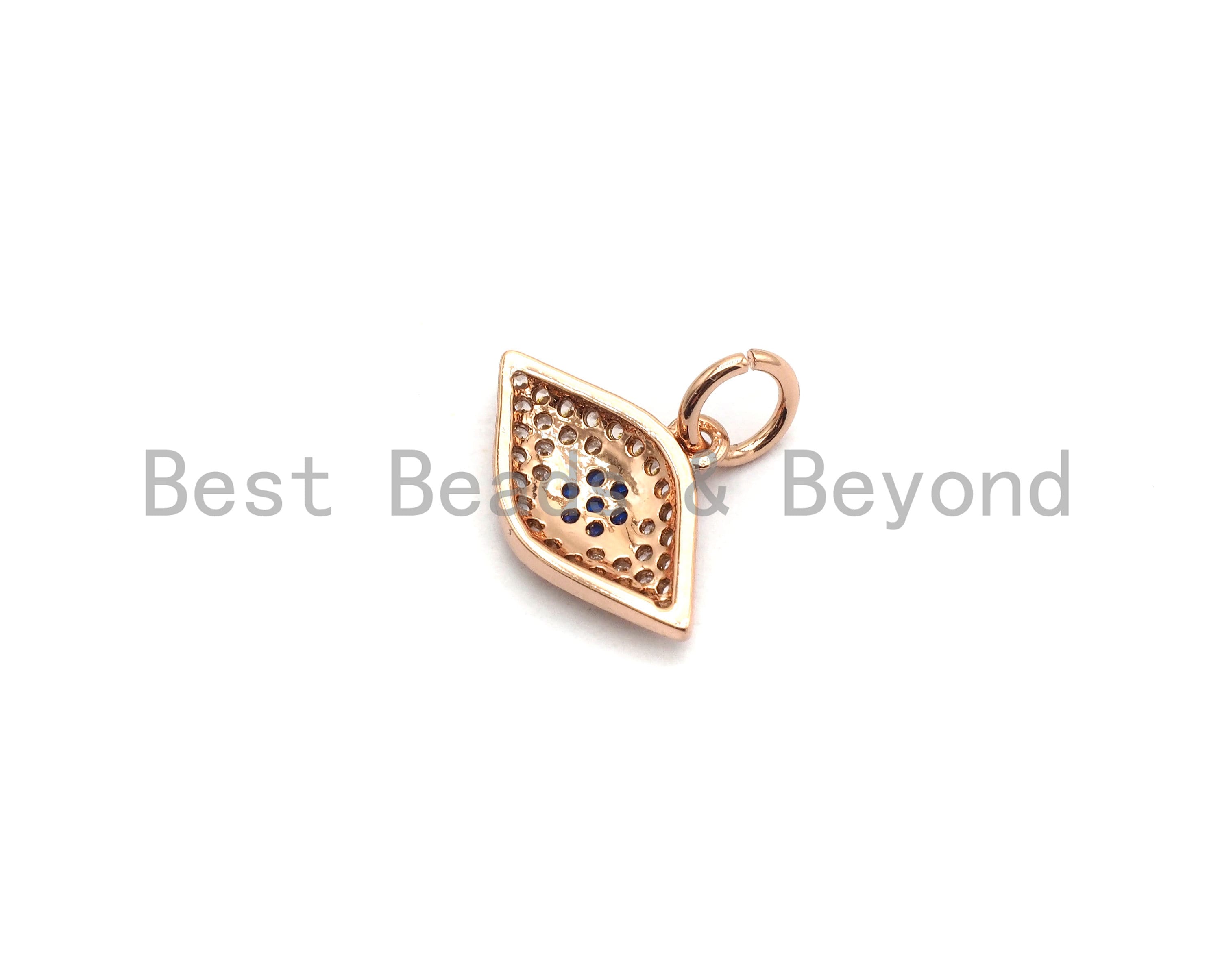 CZ Micro Pave Evil Eye Pendant for Necklace/Bracelet, Cobalt CZ,Cubic Zirconia Pendant,9x14mm, sku#Y199