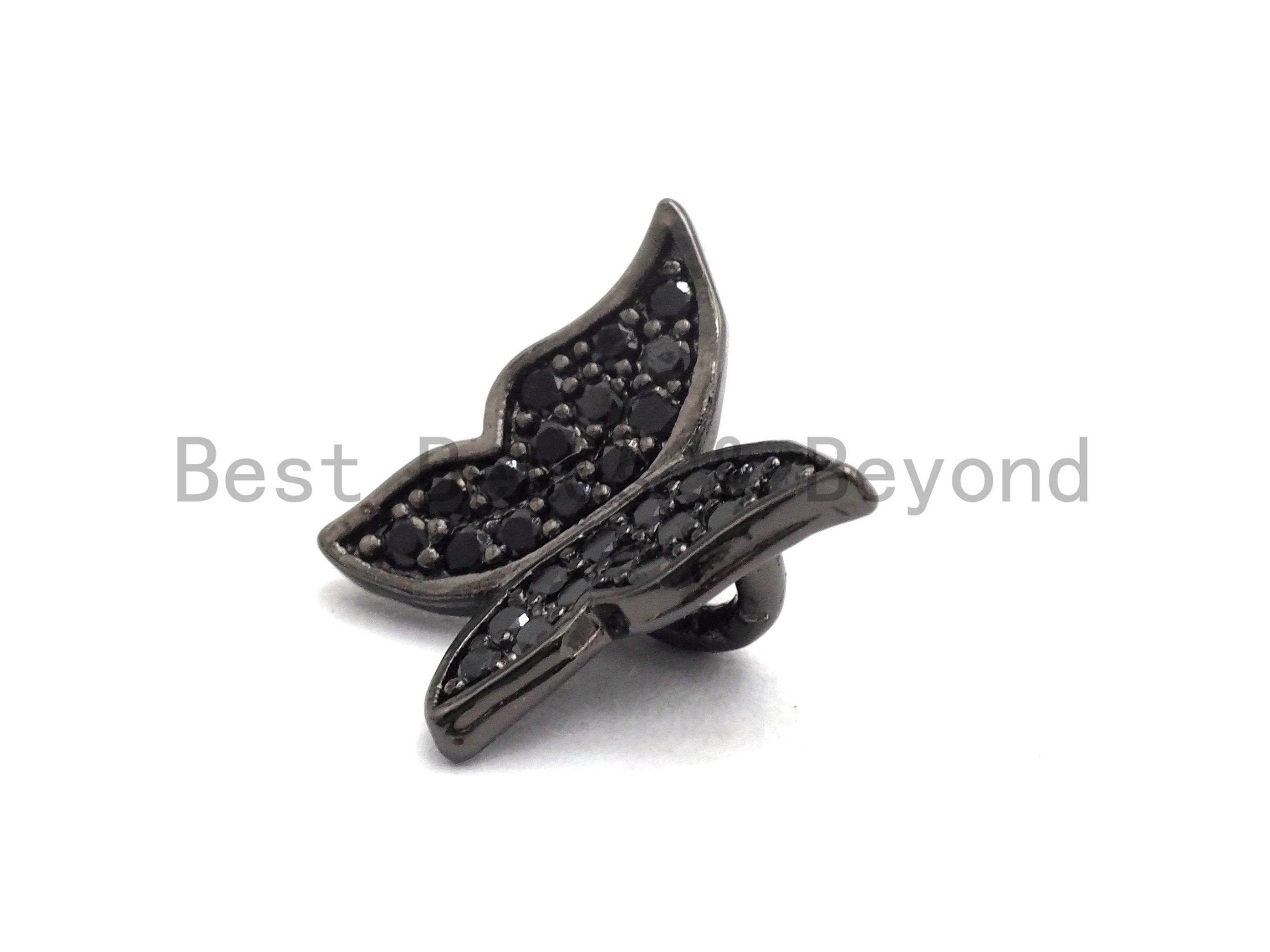 Black CZ Pave Butterfly Spacer Beads,Butterfly Charms, sku#A95