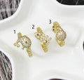 CZ Pave Gold Fish Snail Dolphin Ring, Sku#LK736